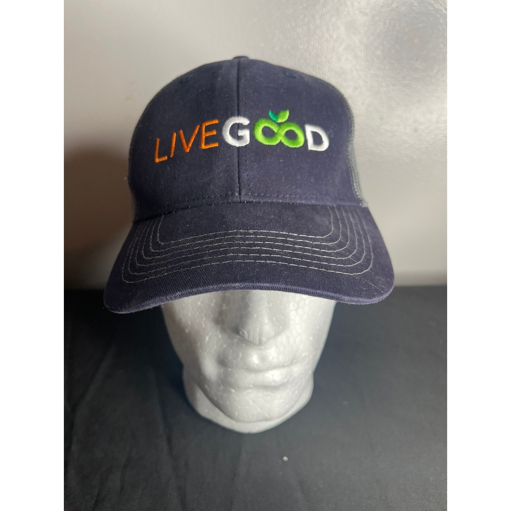 Hit LiveGood Trucker Hat Navy Blue Grey Mesh Snapback Cap One Size RN 96869‎